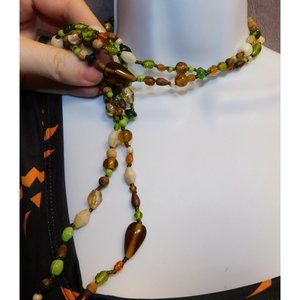 Earthy Glass And Wood Necklace